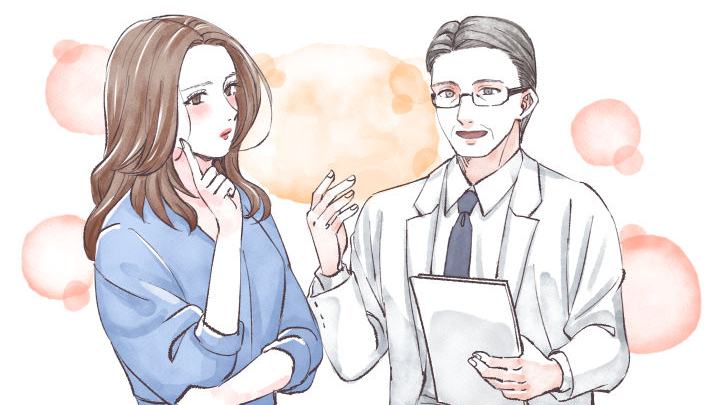 医師が患者の頭痛を診察するイラスト